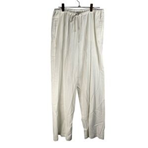 Melissa Paige Pants Womens Large White Linen Wide Leg Drawstring 31.5" Inseam